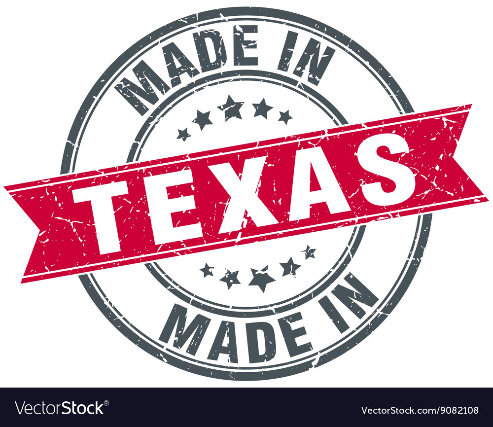 Made in texas red round vintage stamp