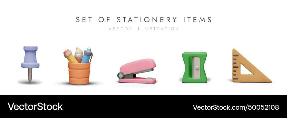 Office pin pencil cup stapler sharpener Royalty Free Vector