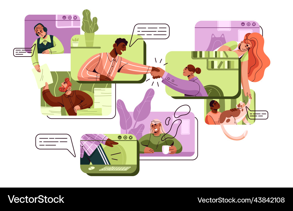 Online call virtual remote communication concept Vector Image