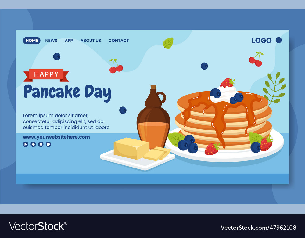 Pancake day social media landing page cartoon Vector Image