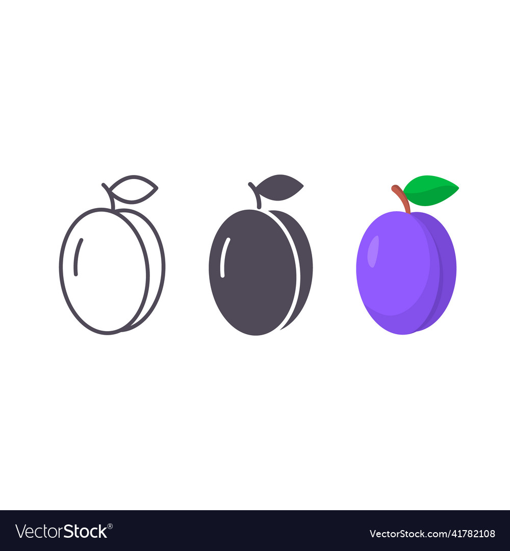 Plum icon set isolated symbol Royalty Free Vector Image