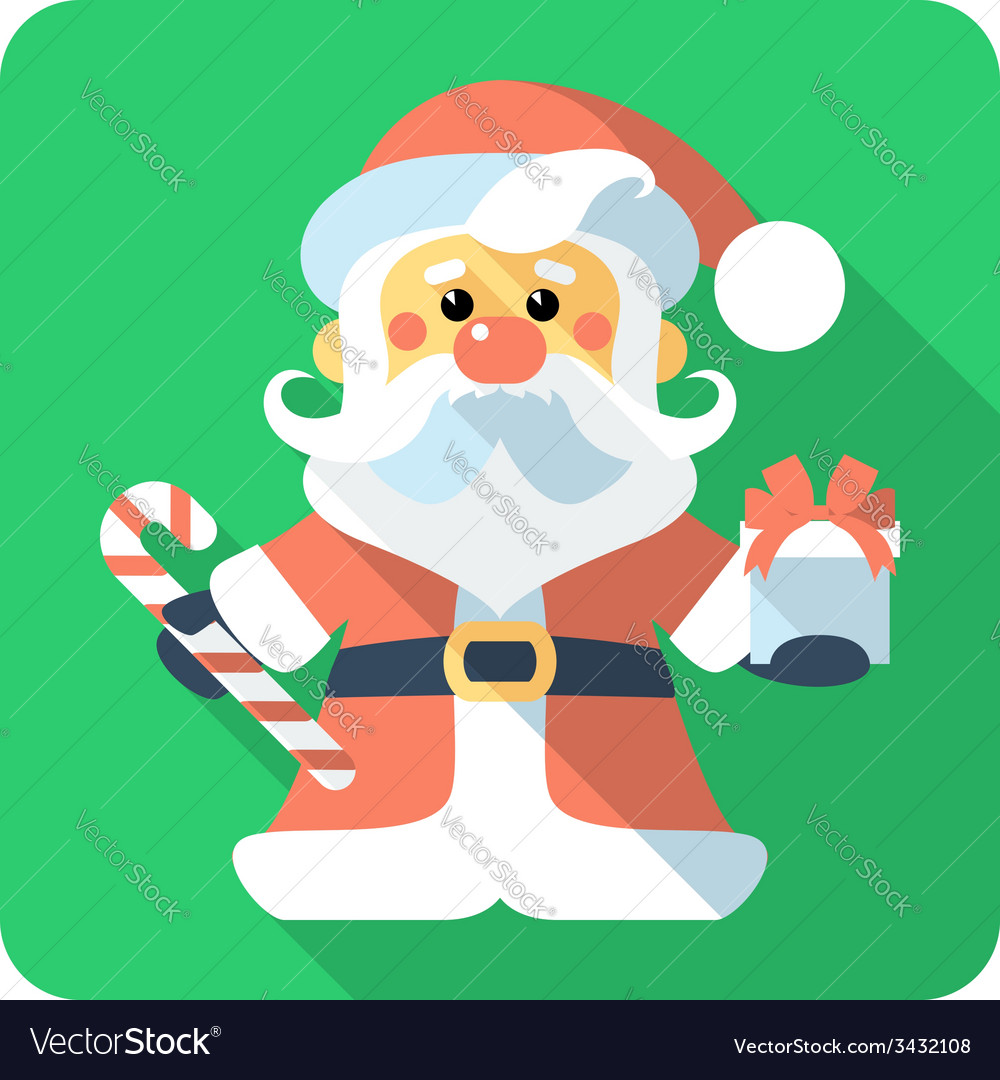 Santa Claus With Gifts Icon Flat Design Santa Claus Standing With Gifts Icon Flat Design Vector Image