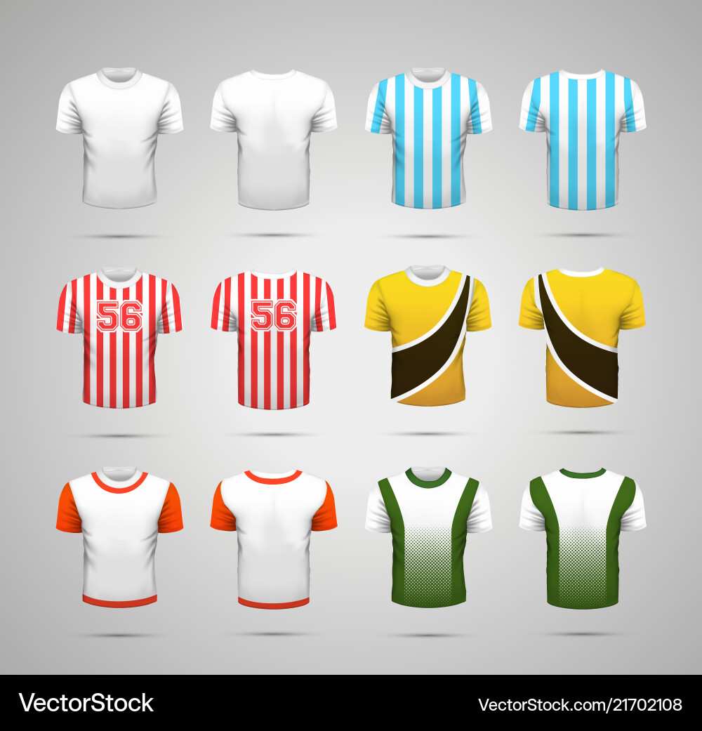 Set realistic sport tshirts with bright Vector Image