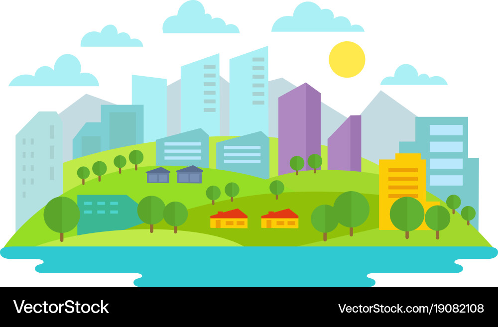 Small Eco Friendly City In The Background Vector Image Small Eco Friendly City In The Background Vector Image