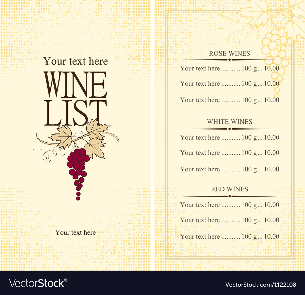 Wine list Royalty Free Vector Image - VectorStock