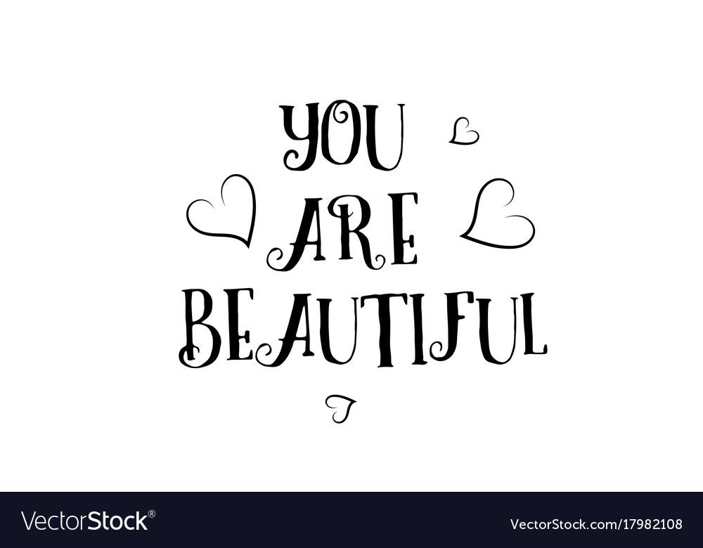 Download You are beautiful love quote logo greeting card Vector Image