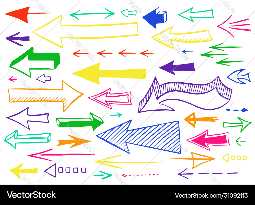 Arrows hand drawn set Royalty Free Vector Image