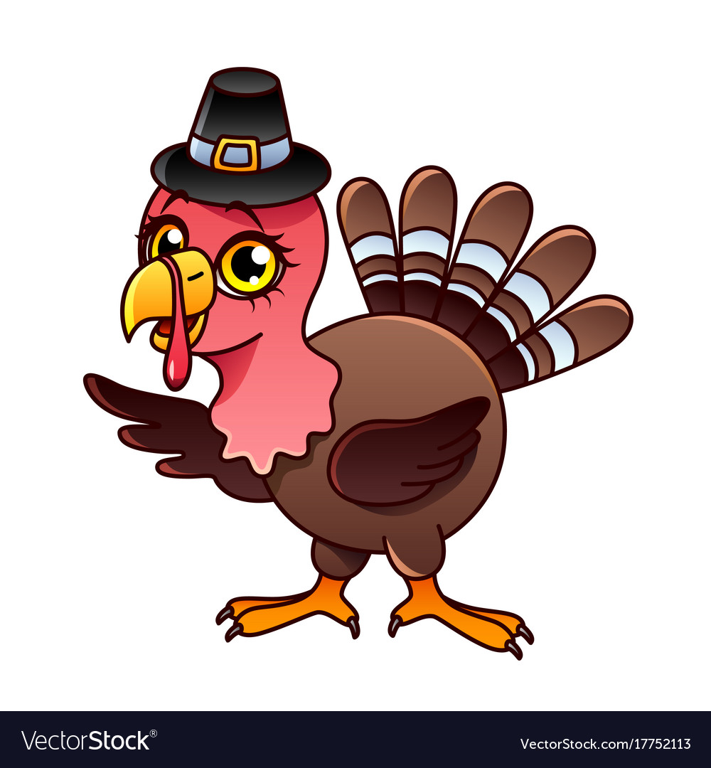 Cartoon turkey isolated Royalty Free Vector Image