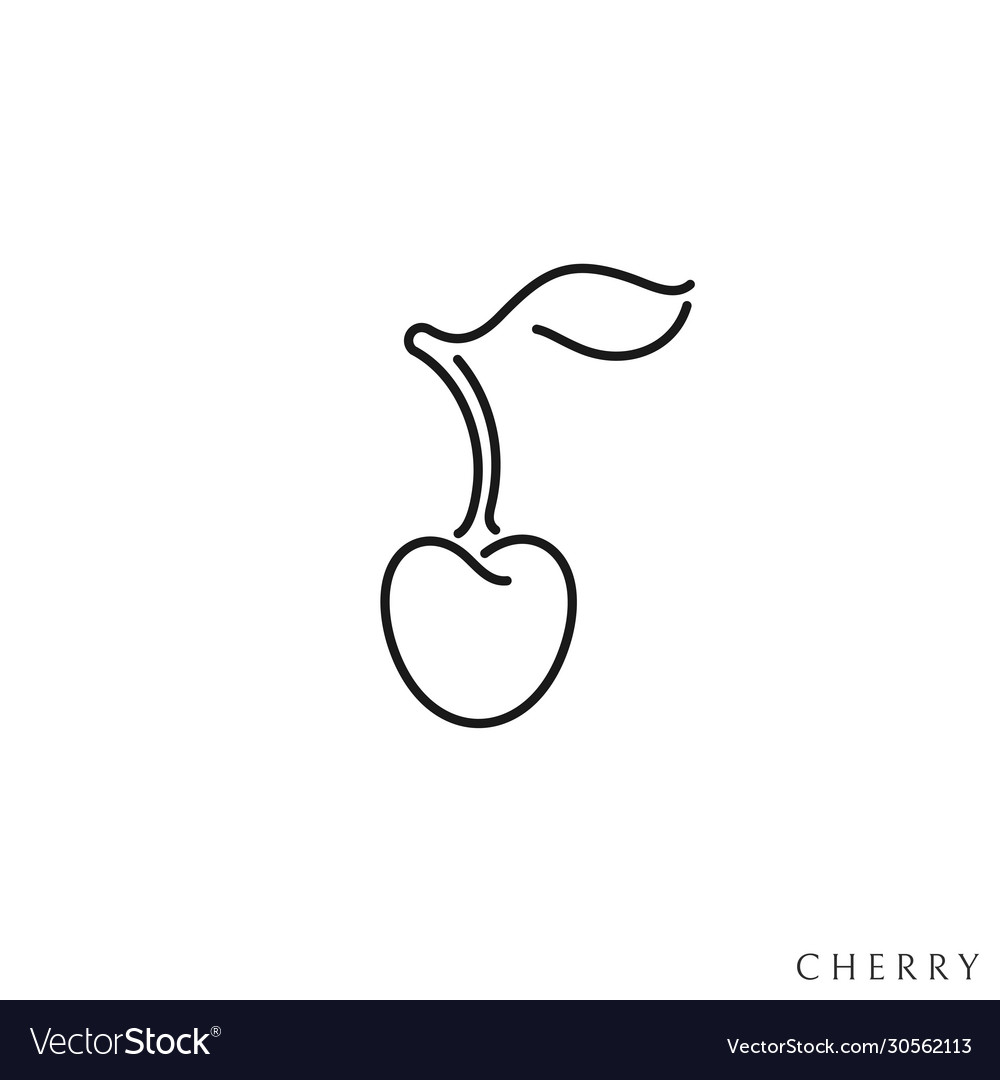 Cherry with leaf outline style Royalty Free Vector Image