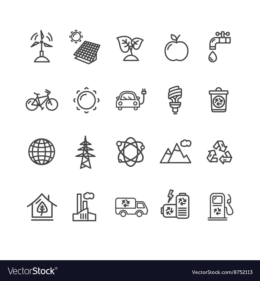 Ecology outline icon set Royalty Free Vector Image