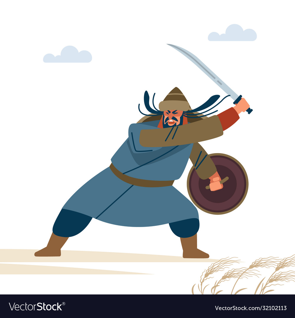 Fierce medieval warrior in battle historical Vector Image