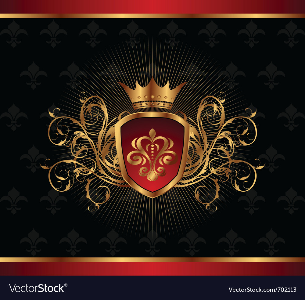 Golden ornate frame with crown Royalty Free Vector Image