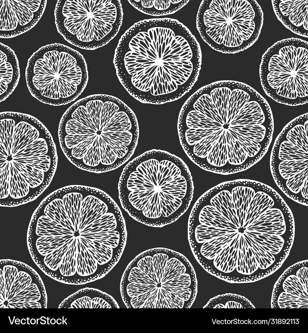 Hand drawn citrus seamless pattern oranges Vector Image