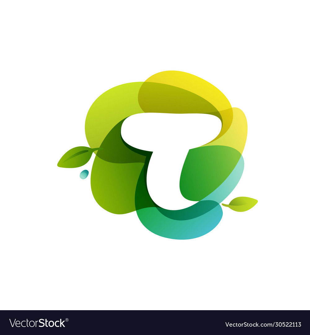 Letter t ecology logo on swirling overlapping Vector Image