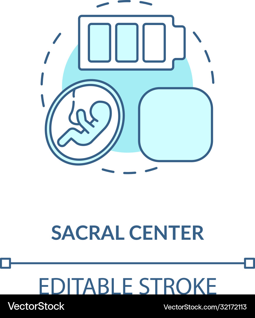 Sacral center turquoise concept icon Royalty Free Vector