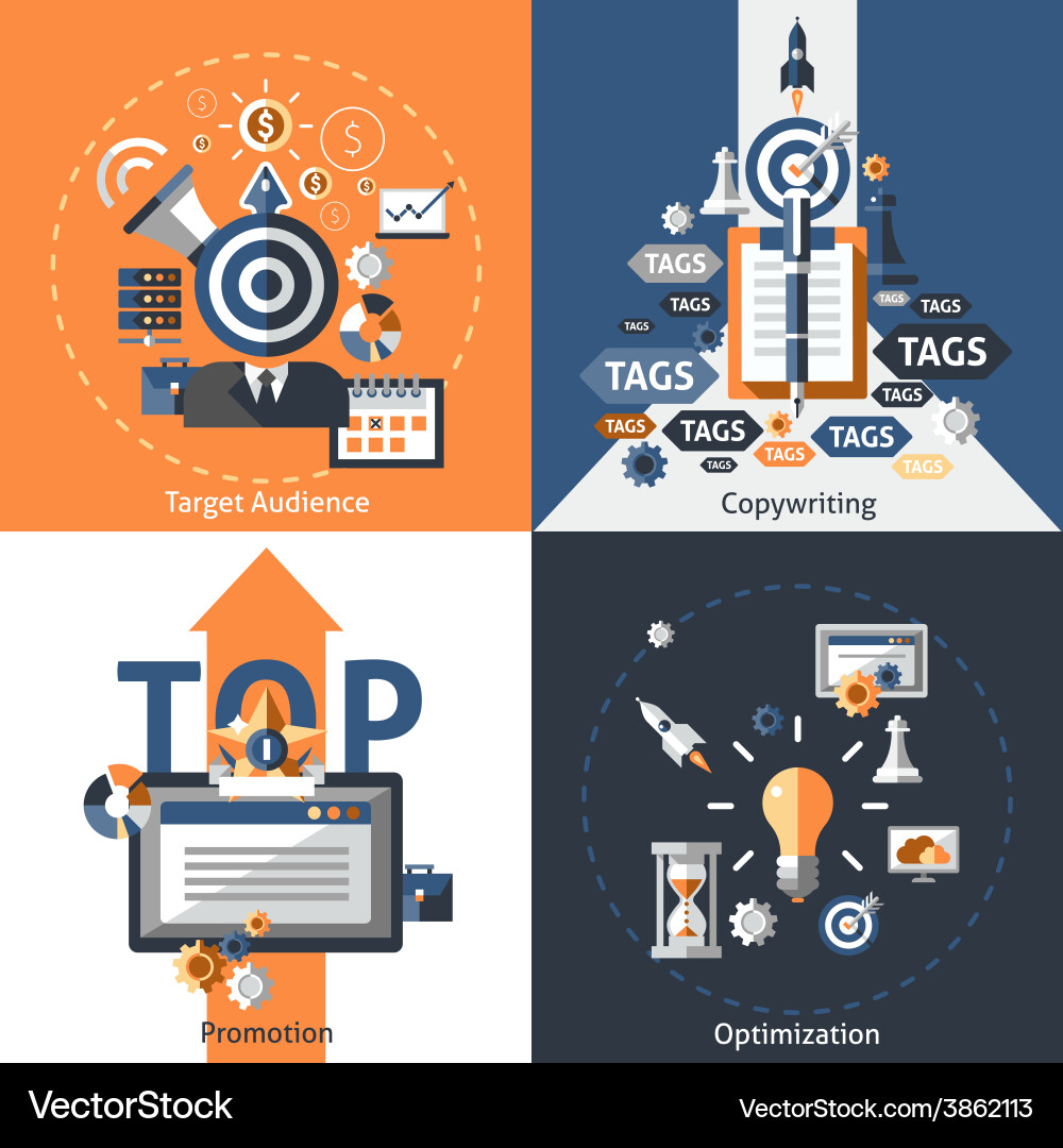 Seo Icons Set Royalty Free Vector Image - VectorStock