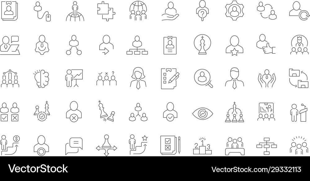 Set line icons management Royalty Free Vector Image