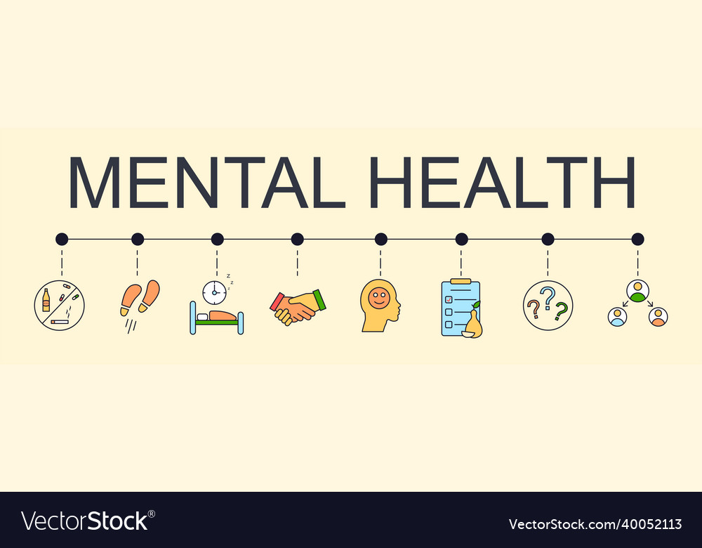 Set of 8 tips for good mental health Royalty Free Vector