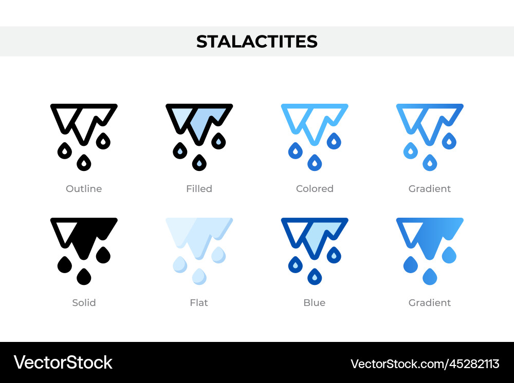 Stalactites icons in different style Royalty Free Vector