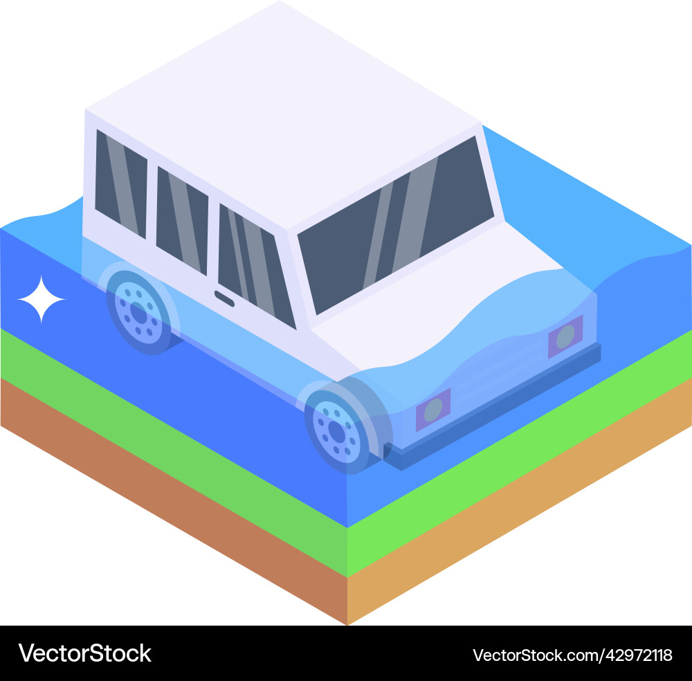 Car flooding Royalty Free Vector Image - VectorStock