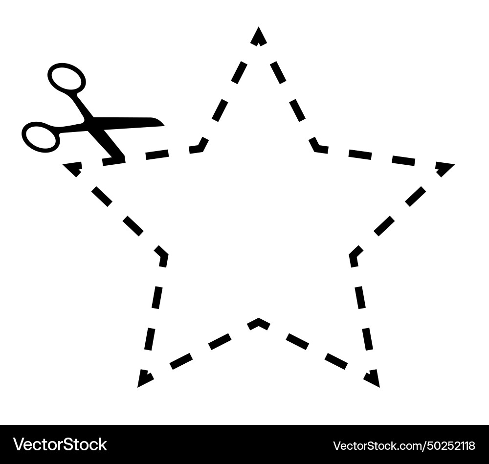 Cut here symbol with scissors star shape Vector Image
