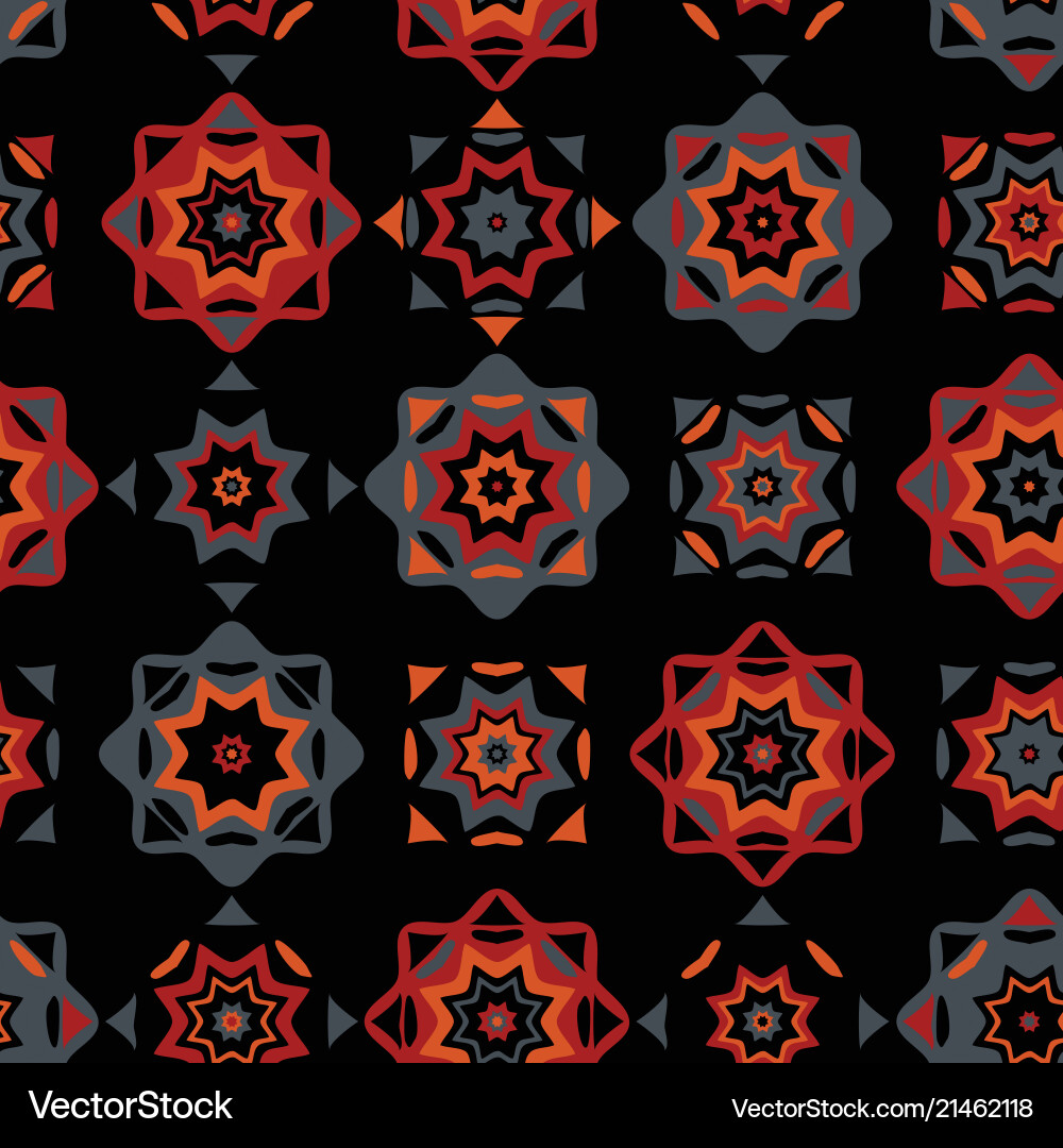 Folk art mosaic tile pattern red Royalty Free Vector Image