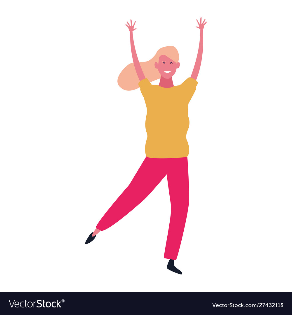 Happy woman dancing icon flat design Royalty Free Vector