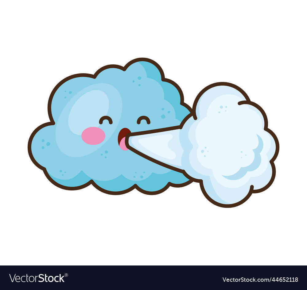 Kawaii cloud blowing Royalty Free Vector Image