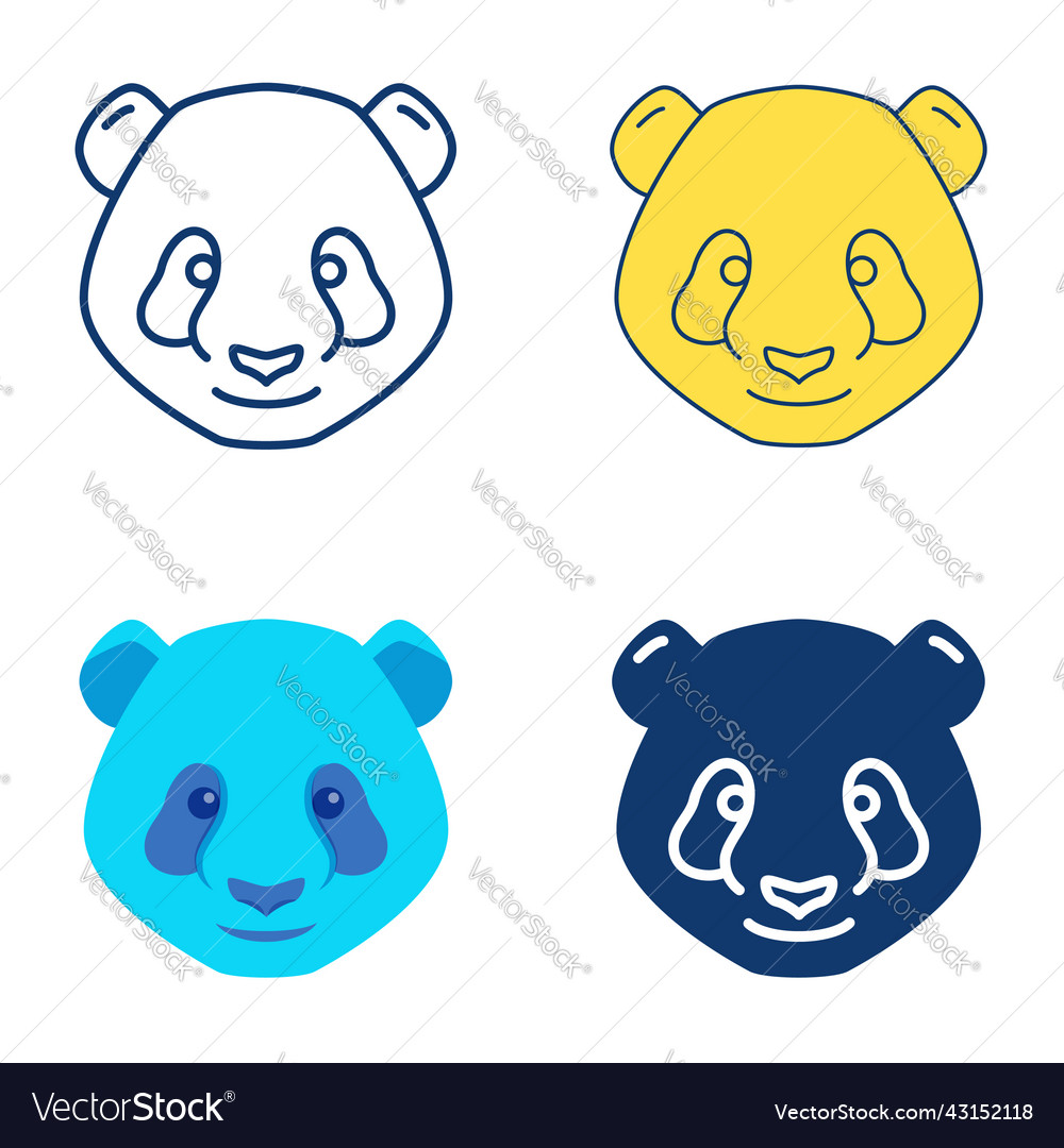 Panda bear icon set in flat and line style Vector Image