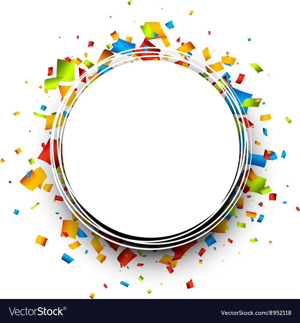 Round background with confetti Royalty Free Vector Image