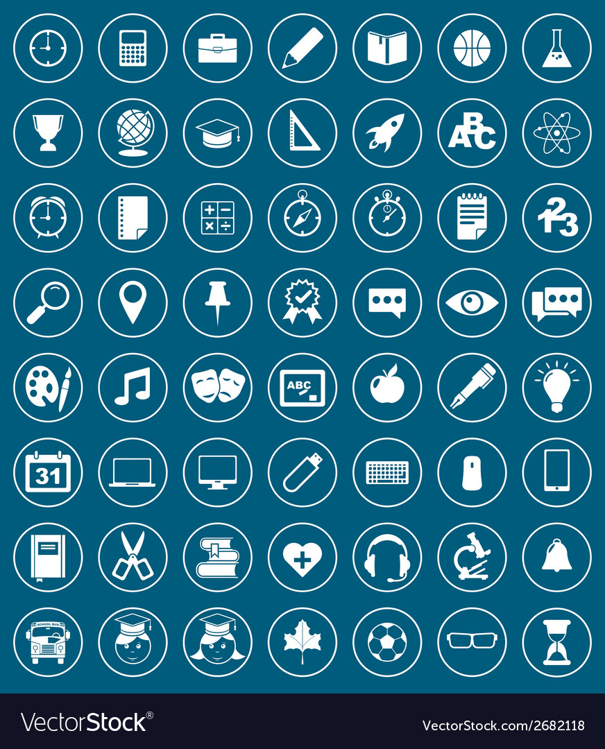 School icons flat design set Royalty Free Vector Image