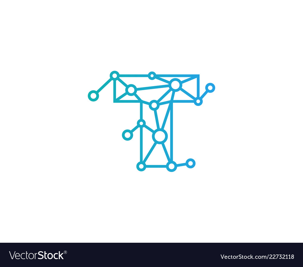 T letter connect dot network logo icon design