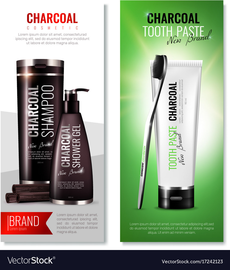 Charcoal Toothpaste Vertical Banners Royalty Free Vector
