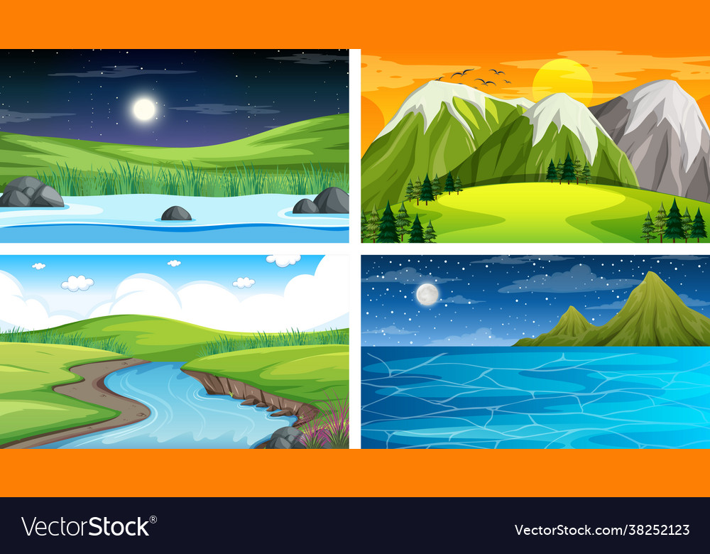 Different scene set nature park and forest Vector Image