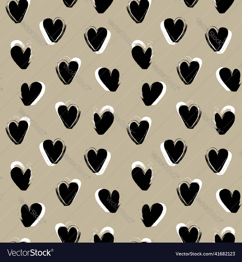 Heart shaped brush stroke seamless pattern design Vector Image