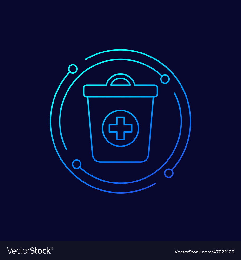 Medical waste line icon with trash bin