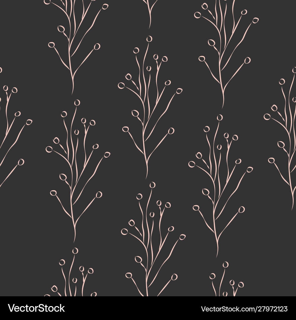 Seamless pattern with hand drawn plants Royalty Free Vector