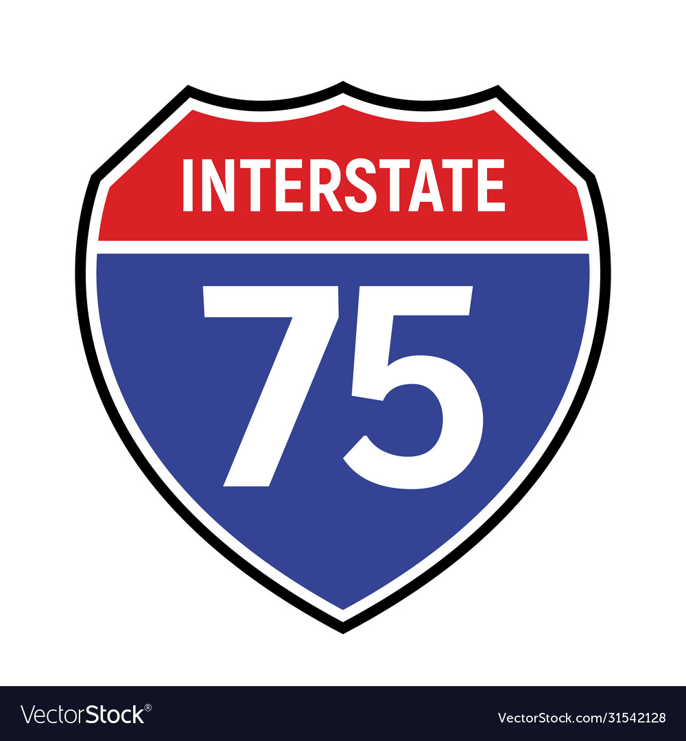 75 route sign icon road 75 highway Royalty Free Vector Image