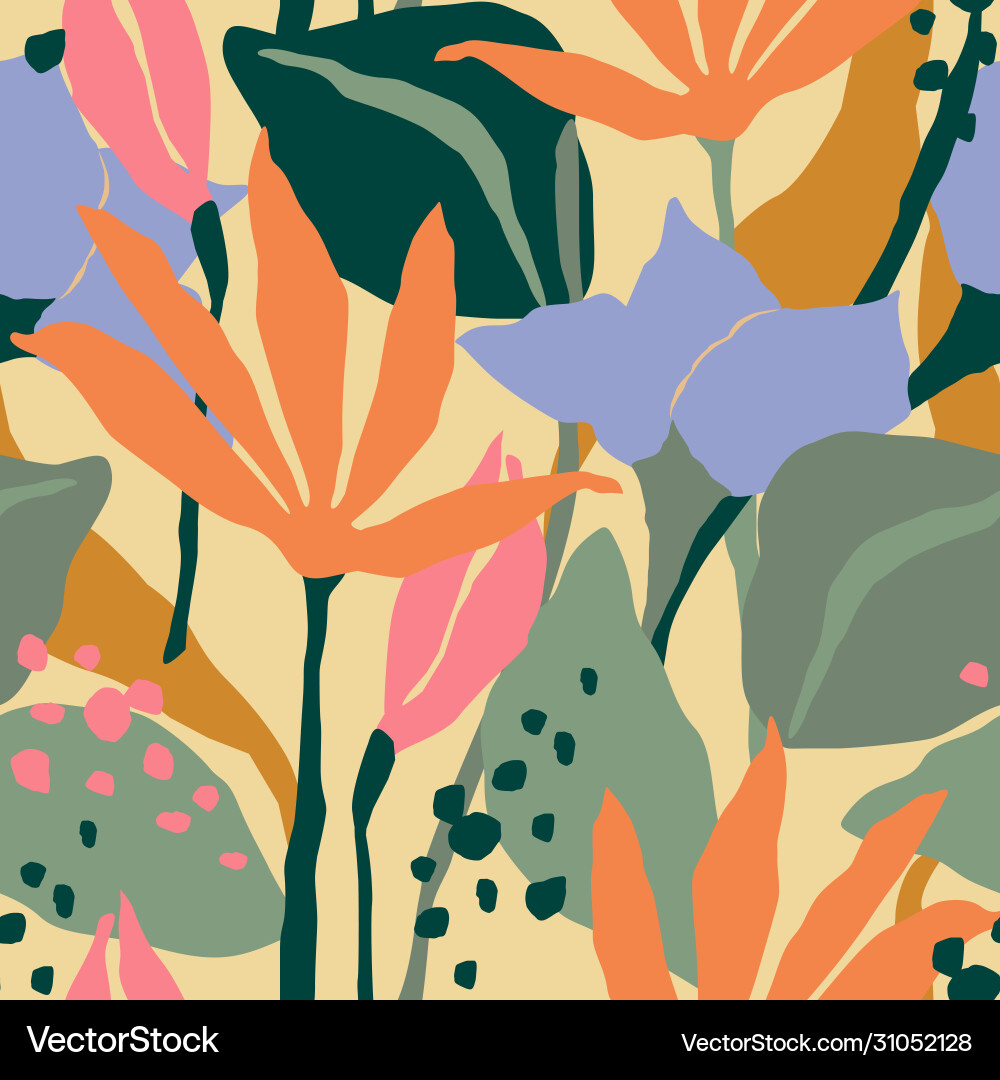 Artistic seamless pattern with abstract flowers Vector Image