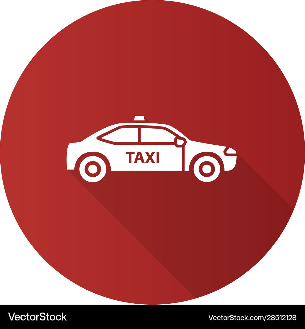 Car flat design long shadow glyph icon Royalty Free Vector