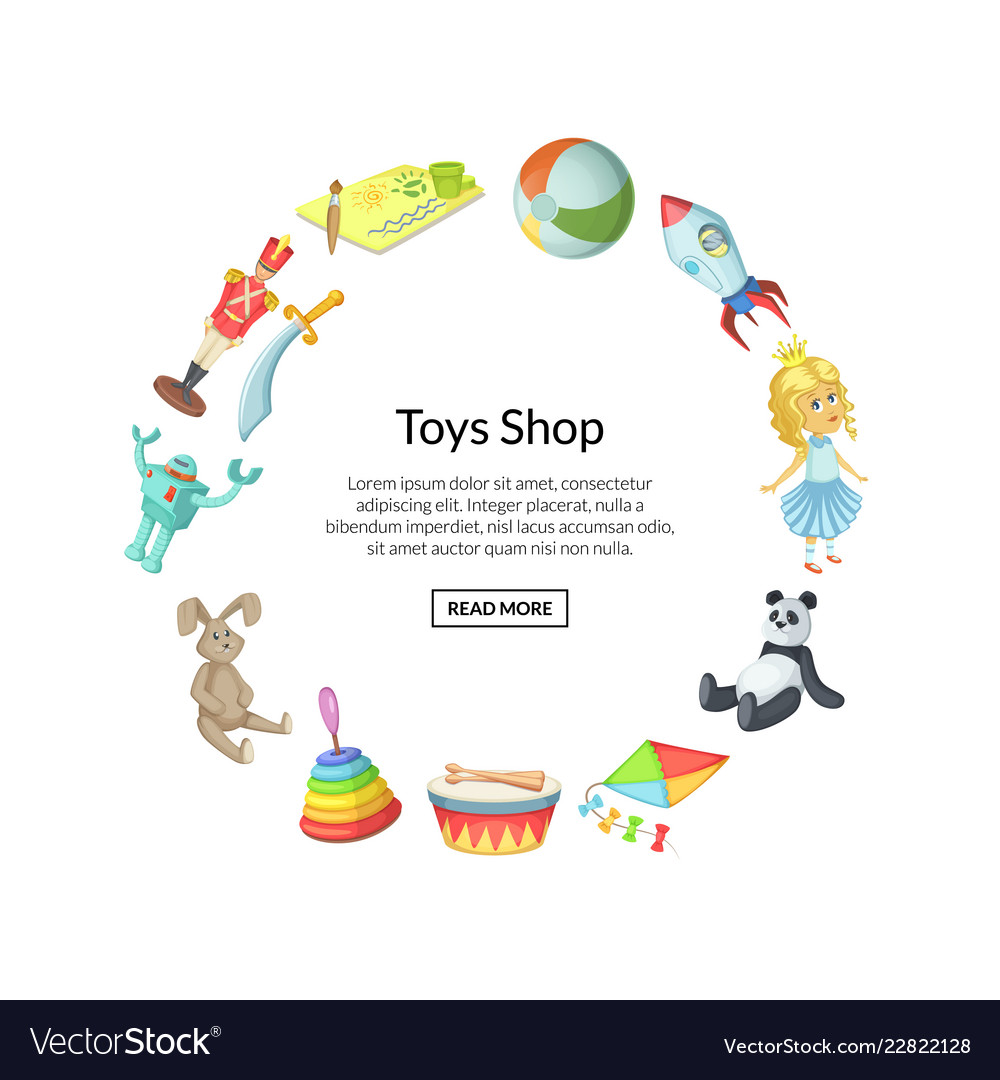Cartoon children toys in circle shape Royalty Free Vector Cartoon children toys in circle shape Royalty Free Vector