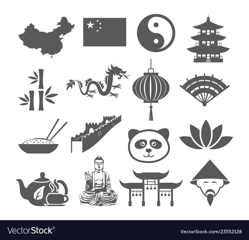 China icons set Royalty Free Vector Image - VectorStock