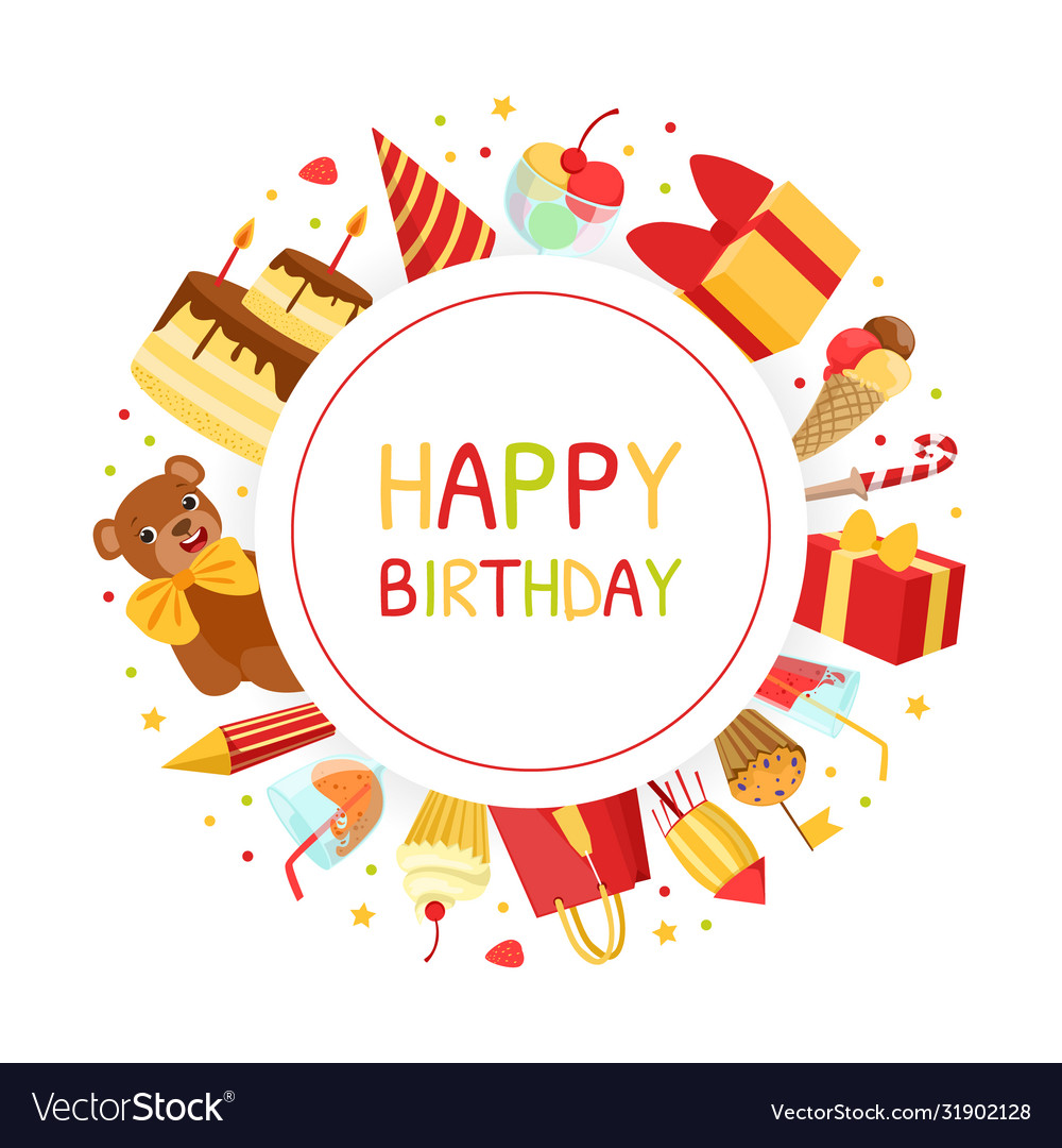 Happy birthday banner template with holiday Vector Image