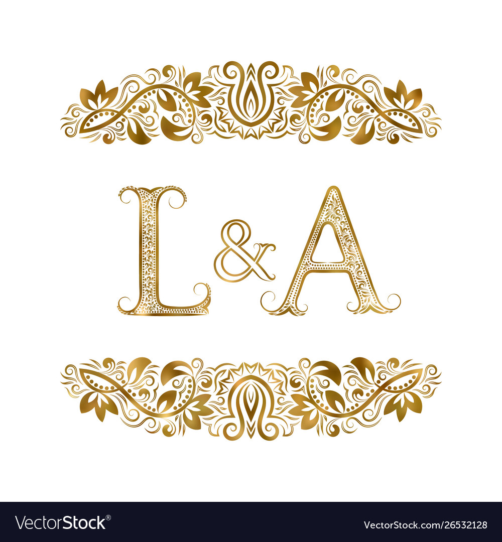 L and a vintage initials logo symbol letters Vector Image