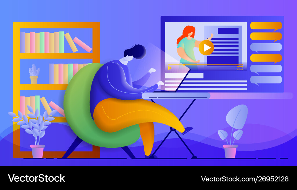 Online education design concept flat Royalty Free Vector