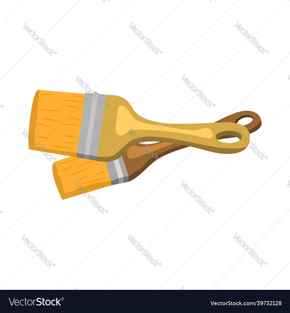 Two paint brushes in flat style drawing Royalty Free Vector