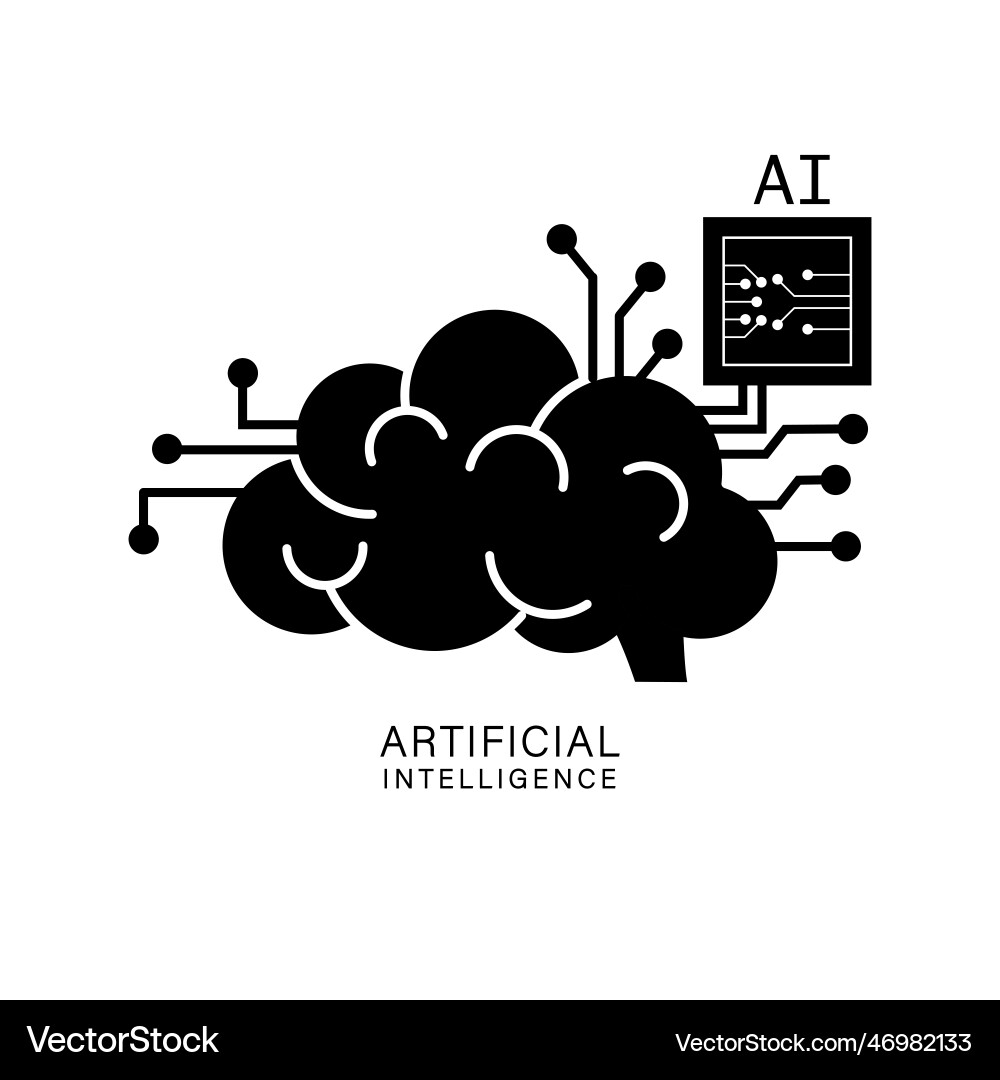 Artificial intelligence brain with microchip icon Vector Image