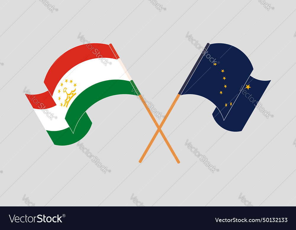 Crossed Flags Of Tajikistan And The State Vector Image