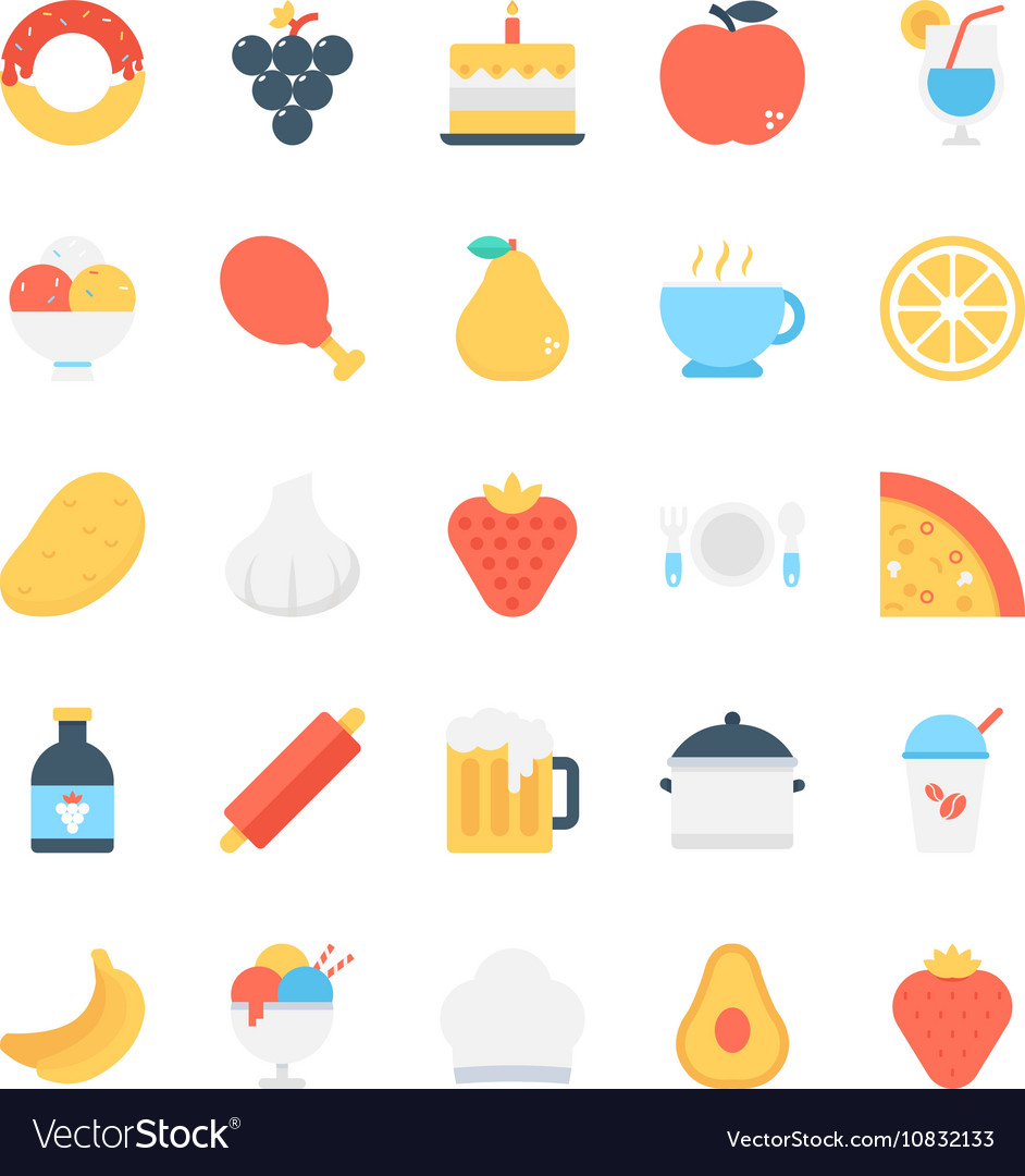 Food colored icons 5 Royalty Free Vector Image