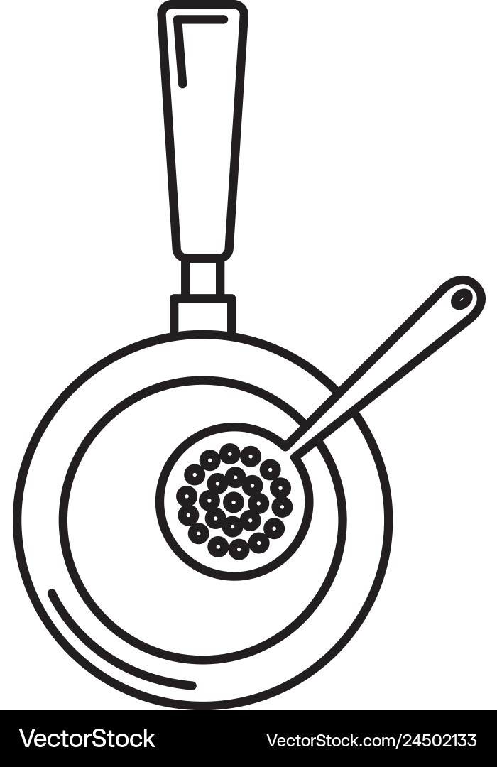 Kitchen pan with spoon icon Royalty Free Vector Image